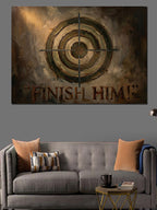 Finish Him Yazılı Hedef Tahtası Kanvas Tablo