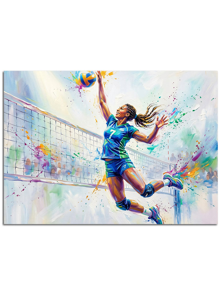 Boya sıçramaları arasında smaç yapan dinamik basketbolcu figürü.