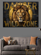 Danger Wild Zone Aslan Tabelası Kanvas Tablo