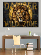 Danger Wild Zone Aslan Tabelası Kanvas Tablo