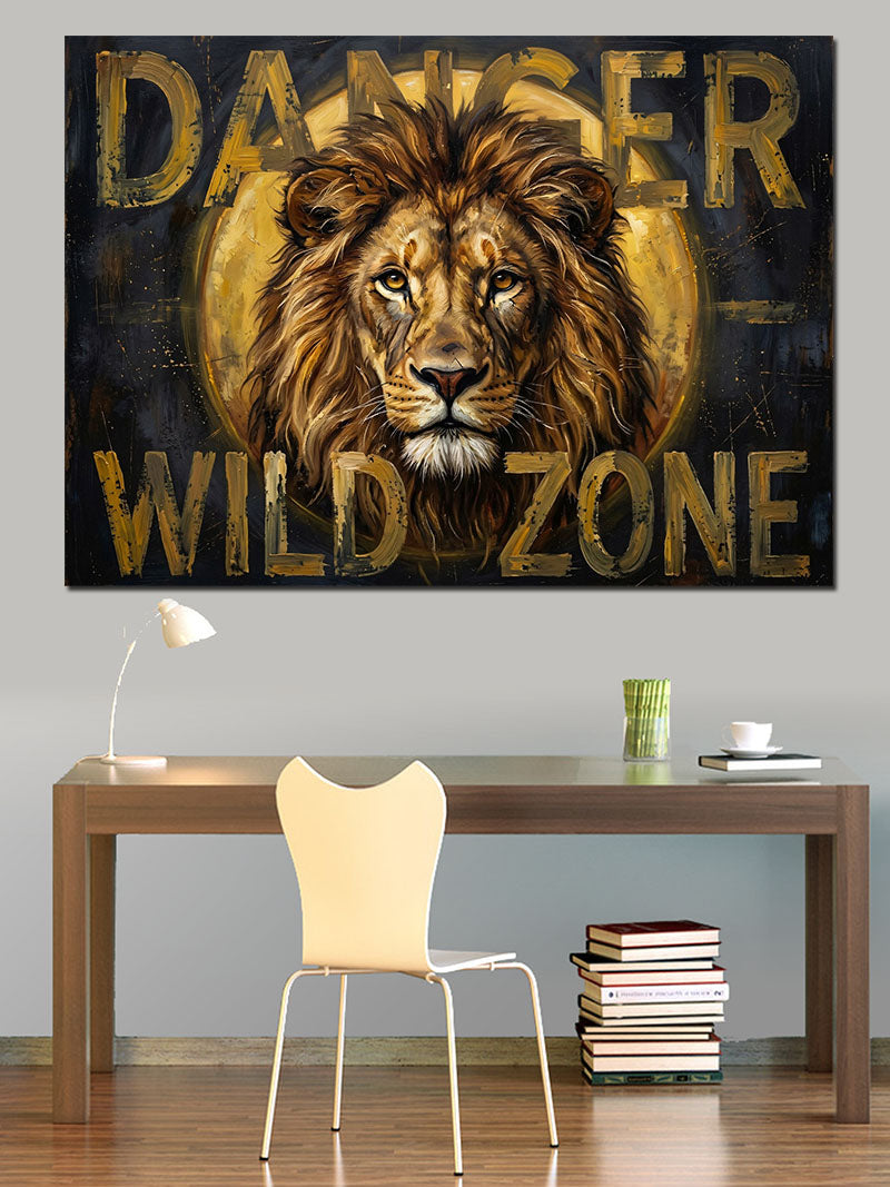 Danger Wild Zone Aslan Tabelası Kanvas Tablo