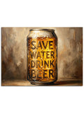 Bir bira kutusu üzerinde "Save Water Drink Beer" mottosu.
