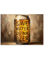 Bir bira kutusu üzerinde "Save Water Drink Beer" mottosu.