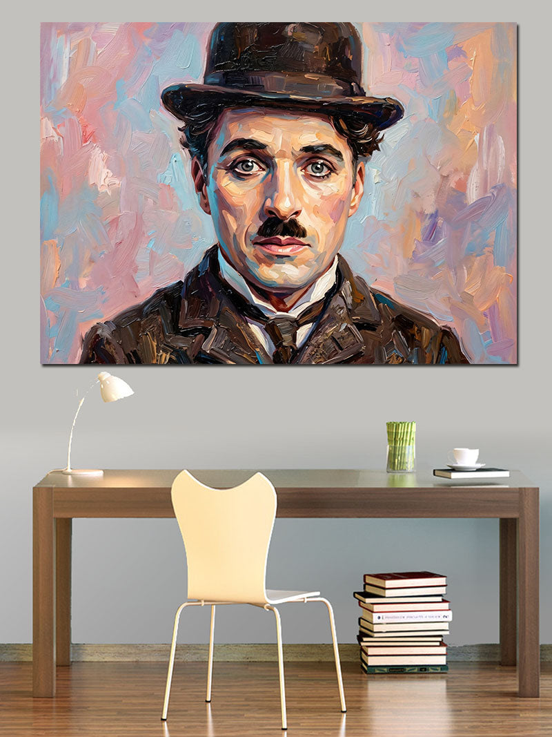Charlie Chaplin Renkli Sanat Portresi Kanvas Tablo