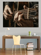 Gitar Çalan Eller Yakın Plan Kanvas Tablo