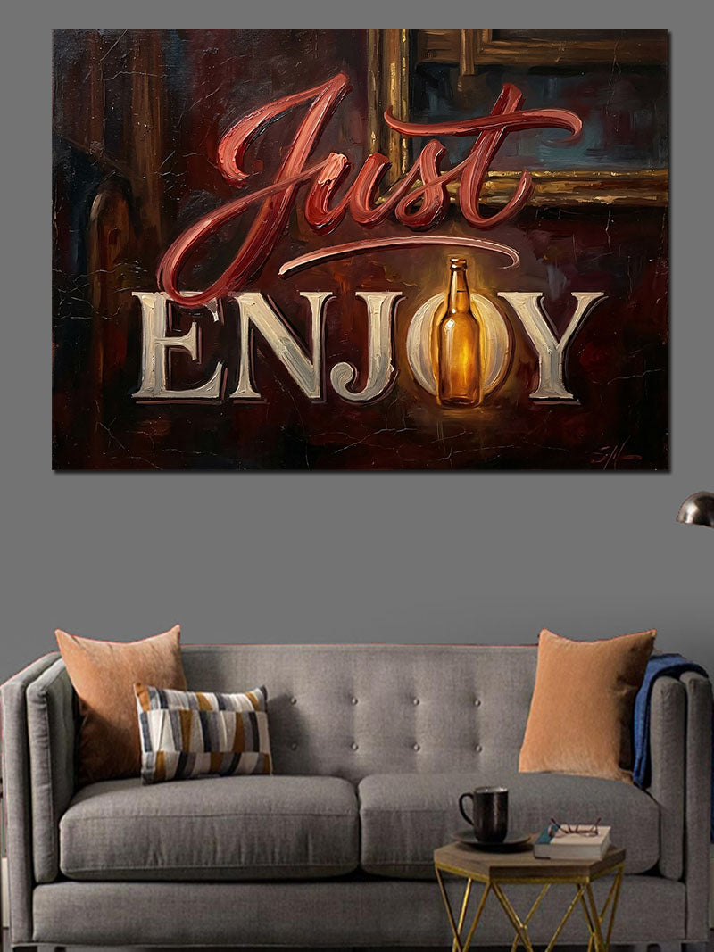 Just Enjoy Yazılı Modern Pano Kanvas Tablo