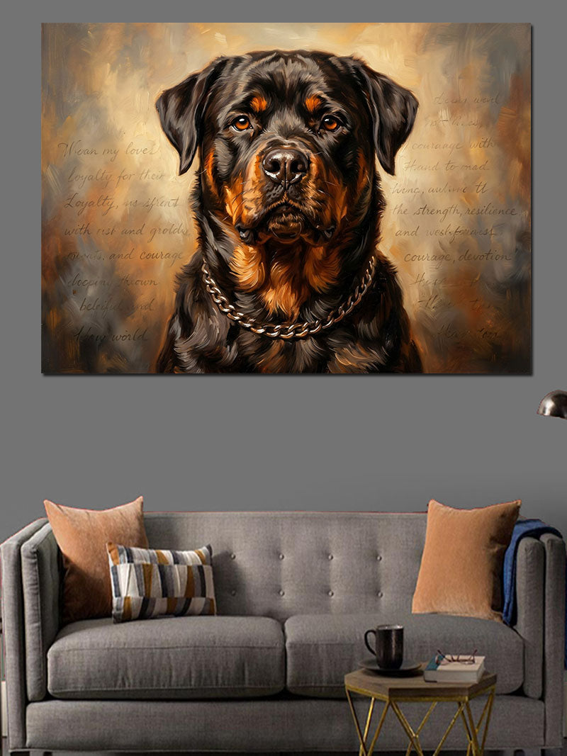 Karizmatik Rottweiler Köpek Portre Tablosu Kanvas Tablo