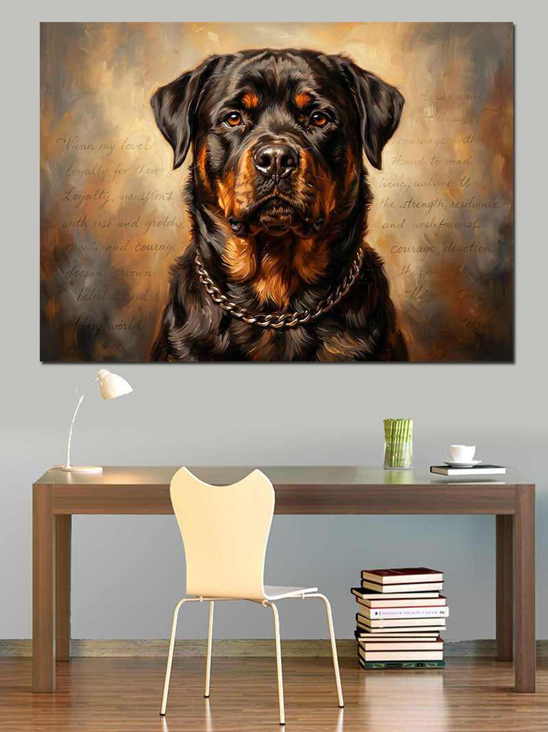 Karizmatik Rottweiler Köpek Portre Tablosu Kanvas Tablo