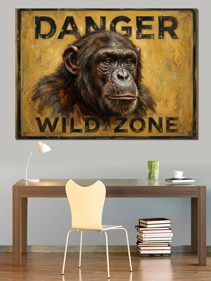 Danger Wild Zone Maymun Tabelası Kanvas Tablo
