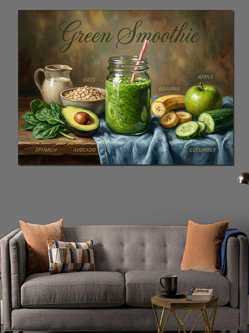Green Smoothie Ve Sağlıklı Yaşam Kanvas Tablo