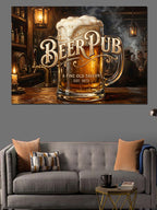 Beer Pub Köpüklü Bira Bardağı Kanvas Tablo
