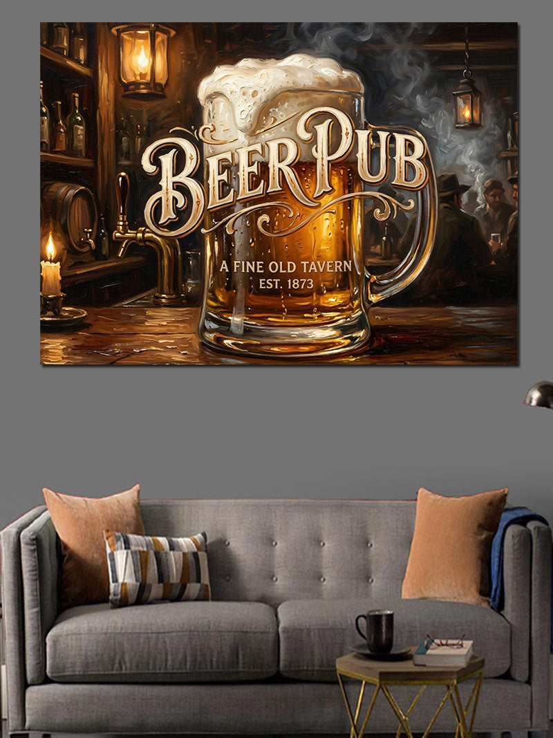Beer Pub Köpüklü Bira Bardağı Kanvas Tablo