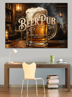 Beer Pub Köpüklü Bira Bardağı Kanvas Tablo