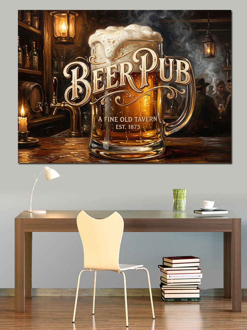 Beer Pub Köpüklü Bira Bardağı Kanvas Tablo