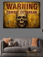 Warning Zombie Outbreak Kurukafa Tabelası Kanvas Tablo