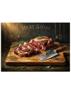 "Meat Store" temalı, profesyonel hazırlanmış taze et.