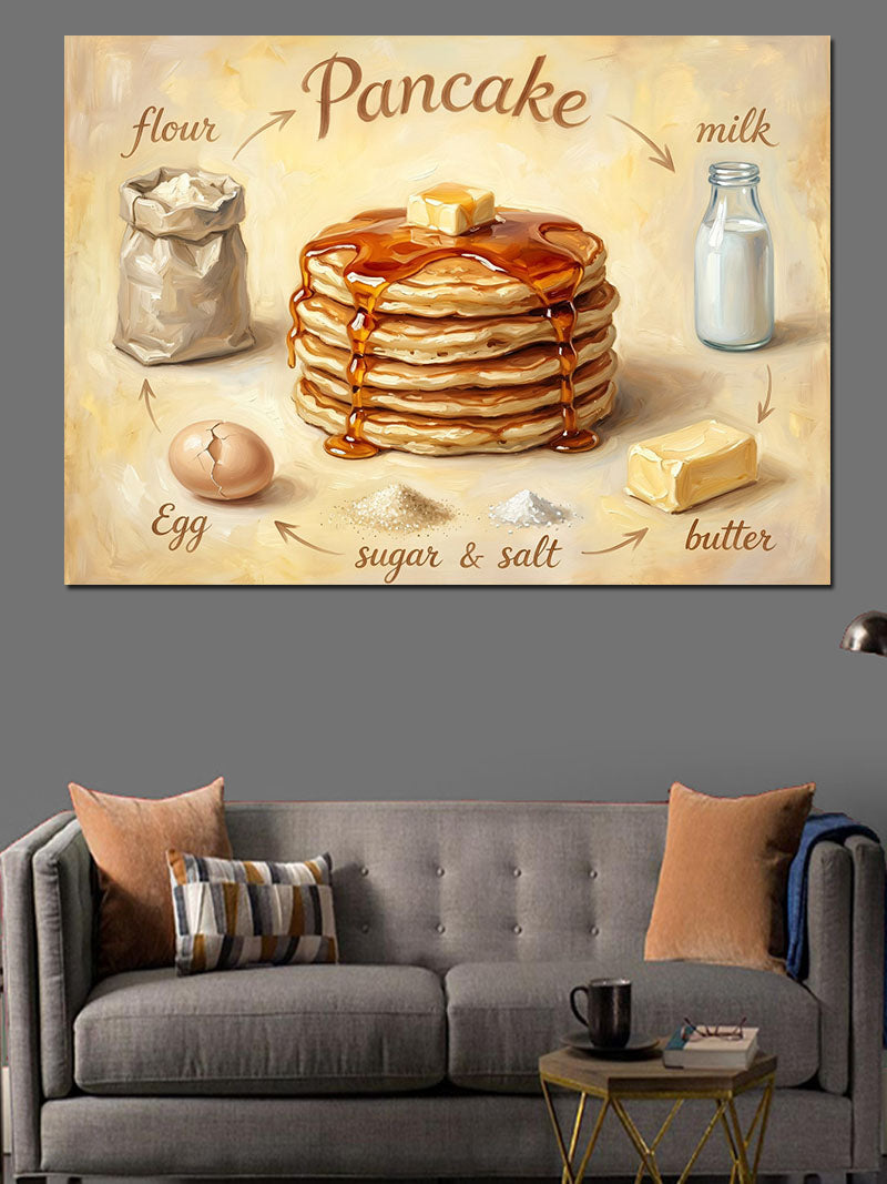 Krema Ve Meyveli Pancake Tabağı Kanvas Tablo