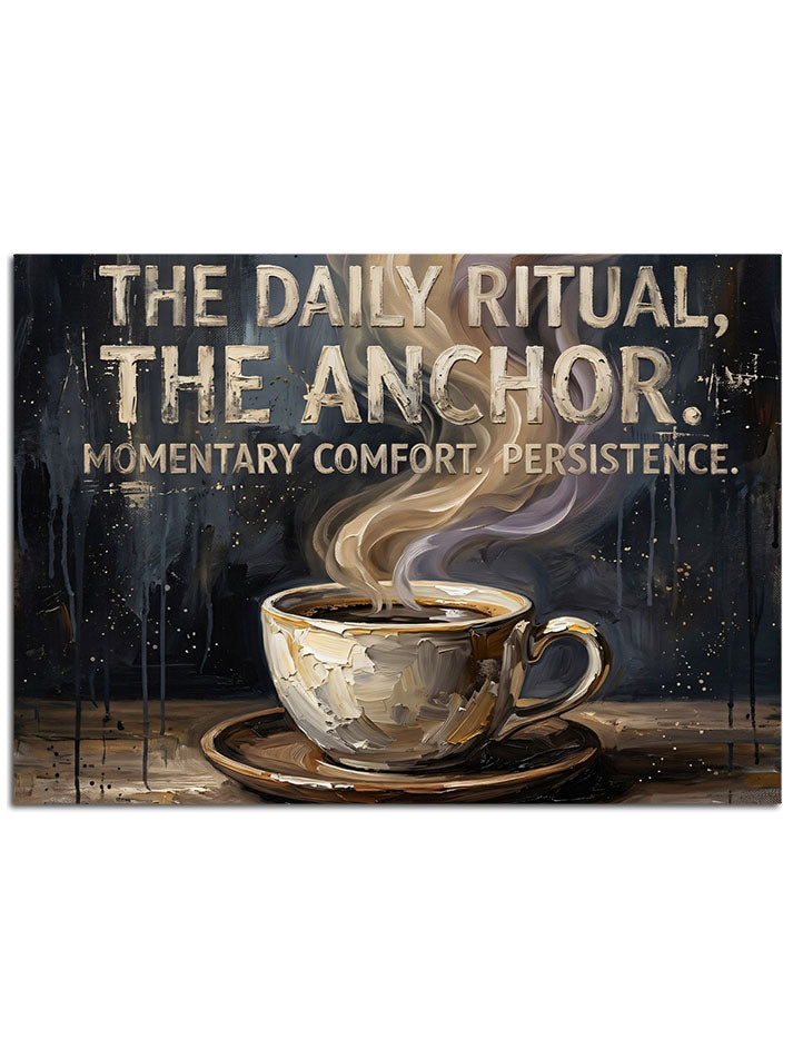 "The Anchor" yazılı dumanı tüten kahve fincanı.