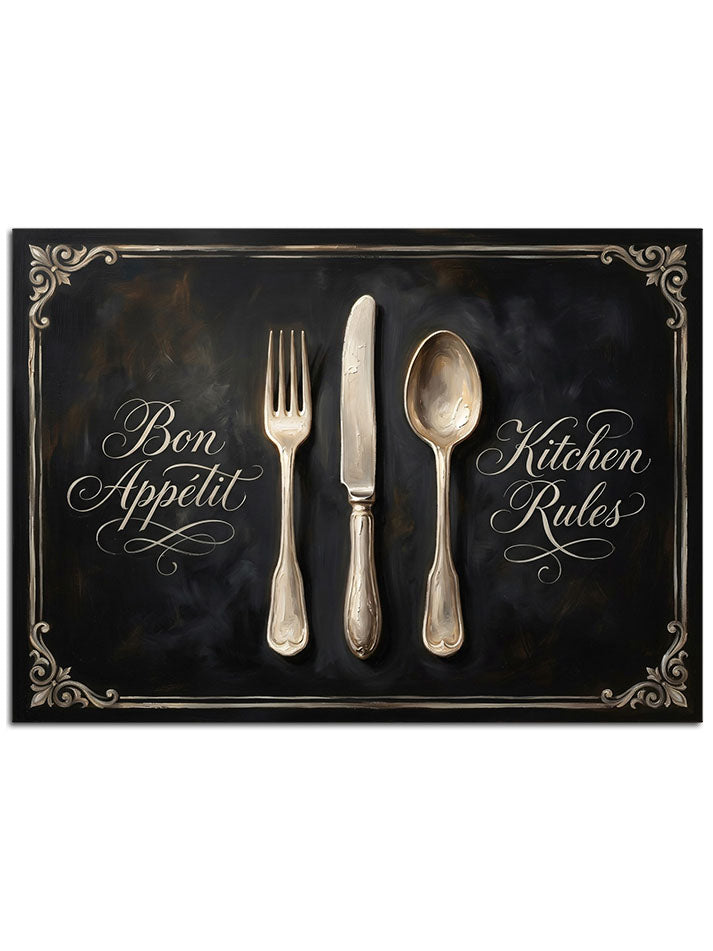 "Bon Appetit" yazılı eskitme mutfak dekoru tabelası.