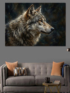 Detaylı Vahşi Kurt Baş Portresi Kanvas Tablo