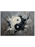 Boya sıçratma efektli modern Yin Yang denge tablosu.
