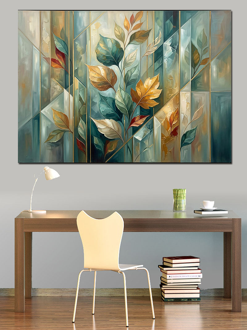 Modern Pastel Renkli Yapraklar Sanatı Kanvas Tablo