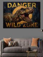 Danger Wild Zone Dinozor Tabelası Kanvas Tablo