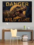 Danger Wild Zone Dinozor Tabelası Kanvas Tablo