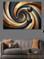 Altın Ve Siyah Spiral Girdap Kanvas Tablo