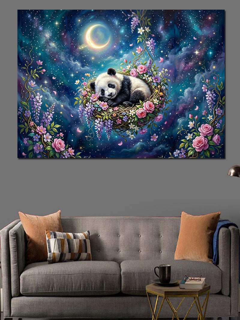 Gece Vakti Uyuyan Panda Yavrusu Kanvas Tablo