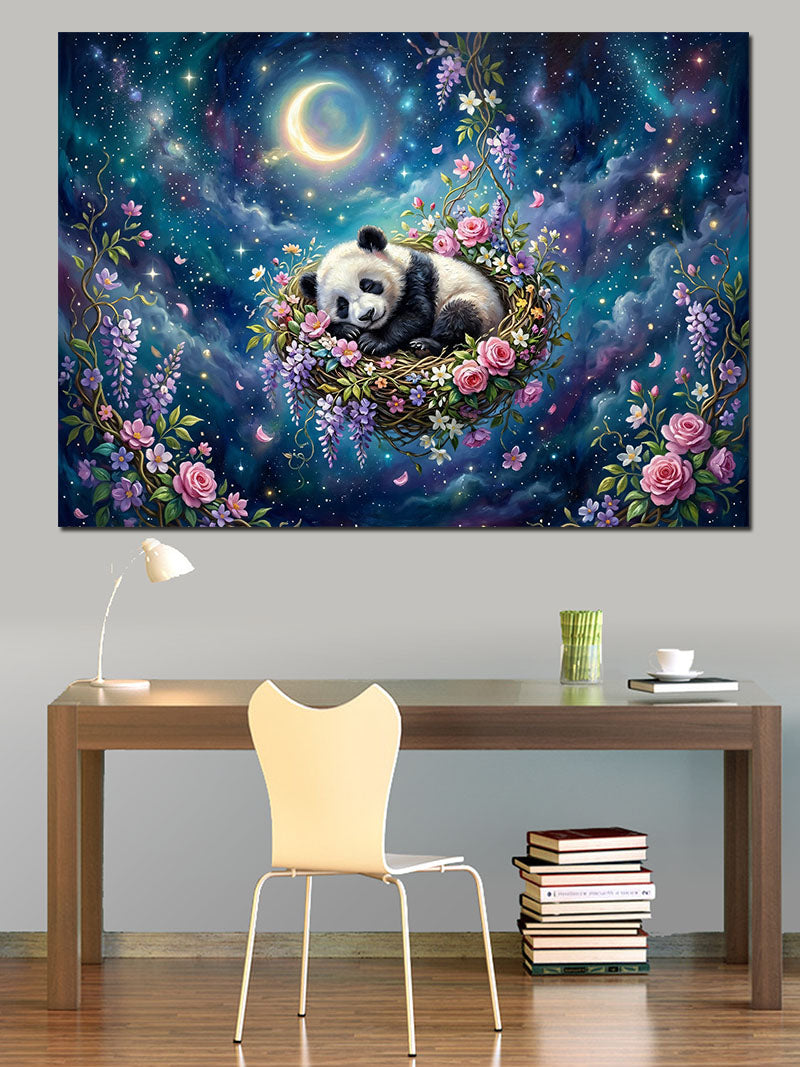 Gece Vakti Uyuyan Panda Yavrusu Kanvas Tablo