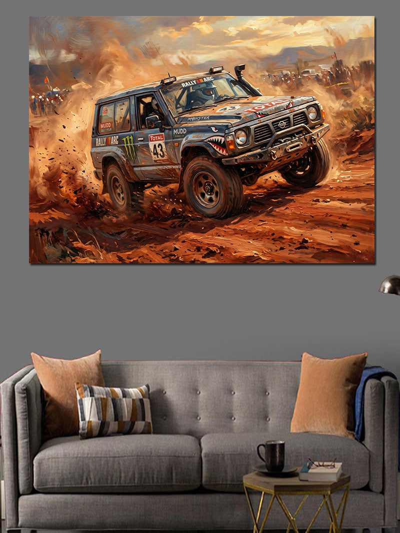 Çamurlu Yollarda Off-Road Arazi Aracı Kanvas Tablo