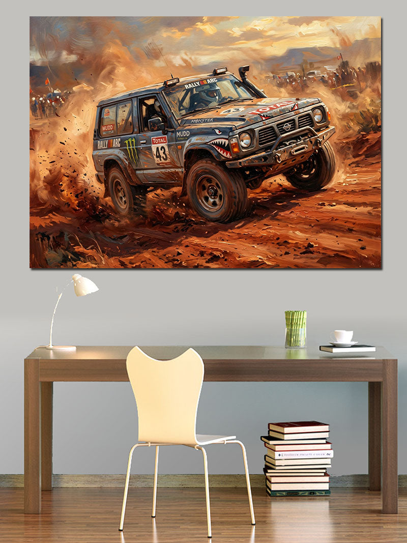 Çamurlu Yollarda Off-Road Arazi Aracı Kanvas Tablo