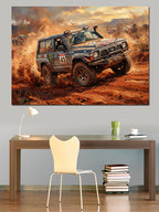 Çamurlu Yollarda Off-Road Arazi Aracı Kanvas Tablo