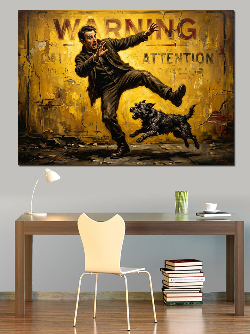Warning Attention Esprili Uyarı Tabelası Kanvas Tablo
