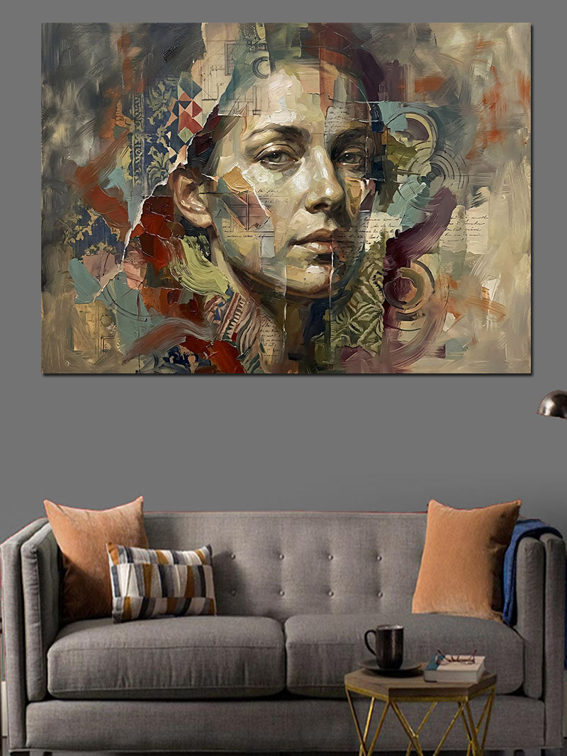 Modern Sanat Boya Lekeli Portre Kanvas Tablo