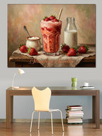 Çilekli Smoothie Ve Taze Çilekler Kanvas Tablo