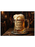 "Good Beer Drinker" yazılı, parlayan bira bardağı.