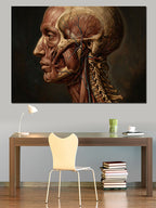 İnsan Kafası Kas Anatomisi Çizimi Kanvas Tablo