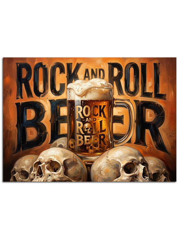 Kurukafalar ve bira bardağıyla "Rock and Roll".