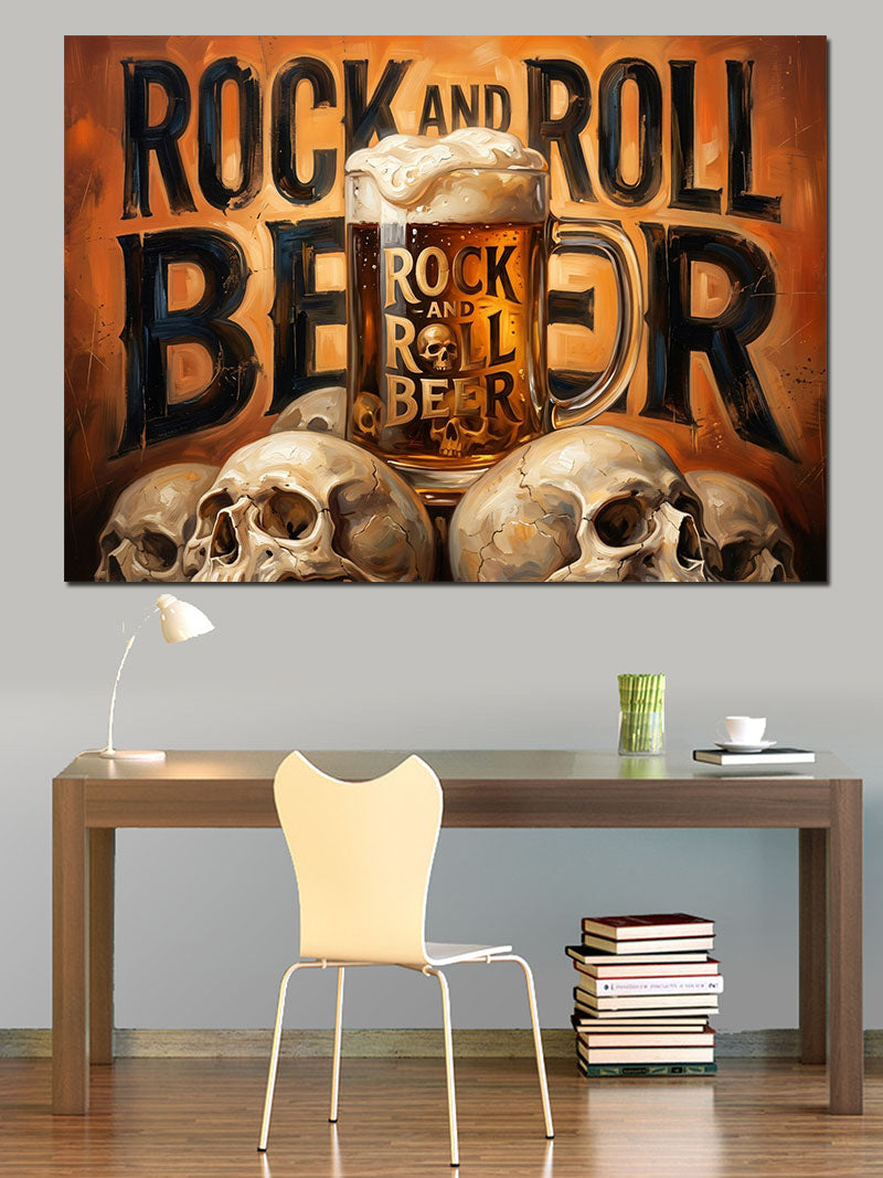 Rock And Roll Beer Tabelası Kanvas Tablo