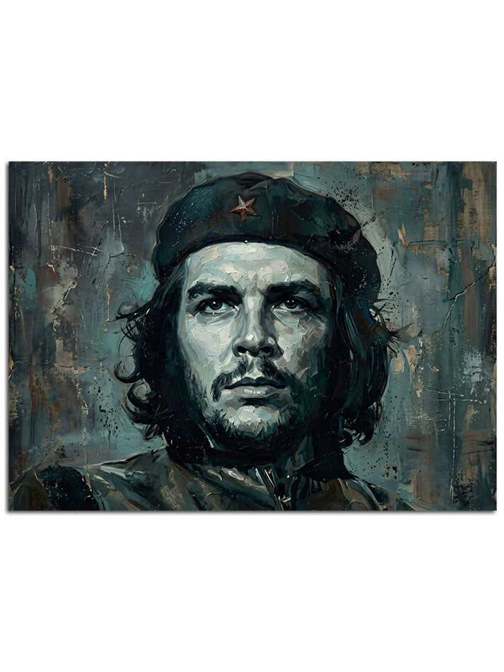 İkonik devrimci Che Guevara'nın sanatsal portresi.