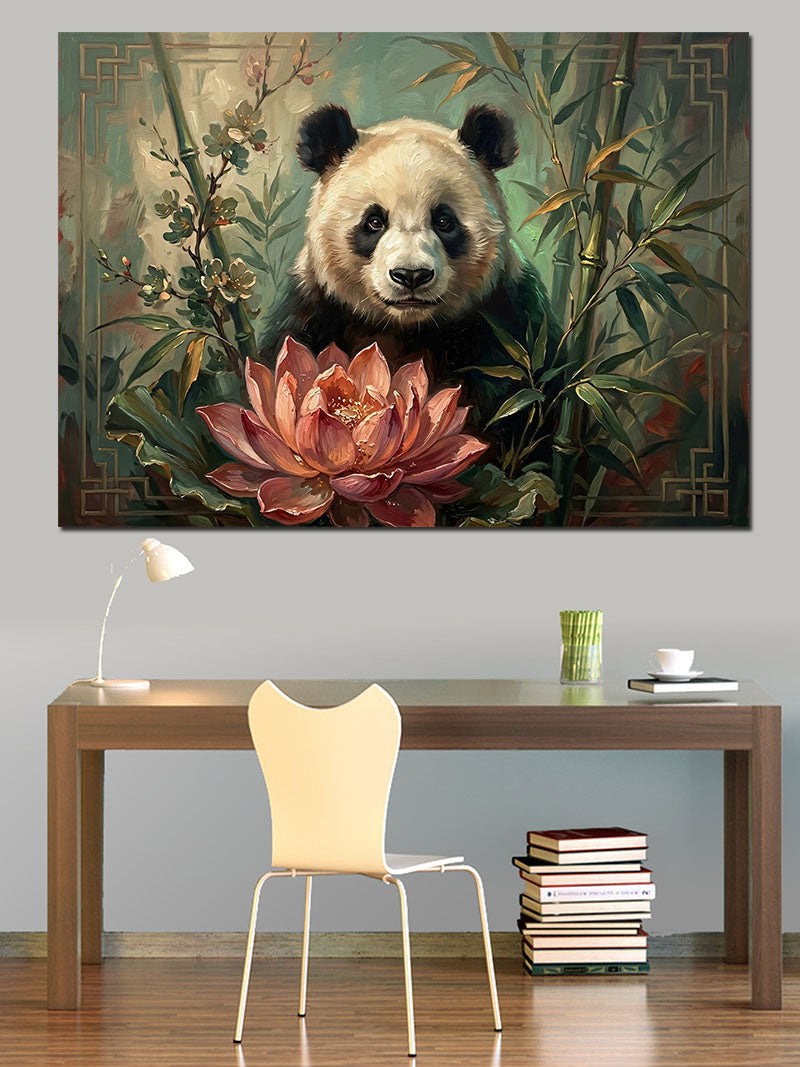 Bambu Ormanında Sevimli Panda Yavrusu Kanvas Tablo