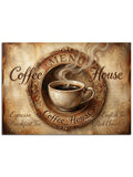 Kahve fincanı ve eskitme dokulu "Coffee House".