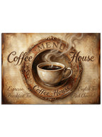 Kahve fincanı ve eskitme dokulu "Coffee House".