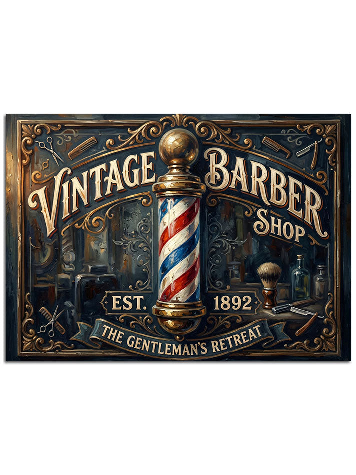 "Vintage Barber Shop" yazılı eskitme berber direği.
