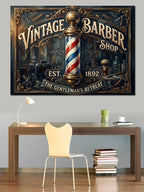 Vintage Barber Shop Klasik Tabela Kanvas Tablo