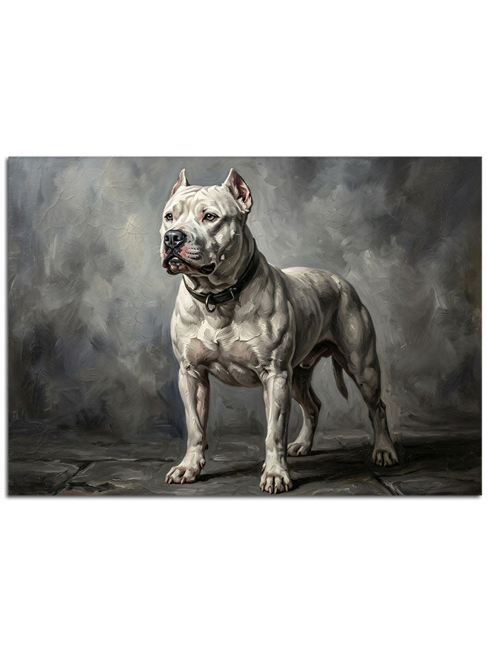 Dik duruşlu, karizmatik ve güçlü köpek portresi.