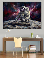 Ay Üzerinde DJ'lik Yapan Astronot Kanvas Tablo