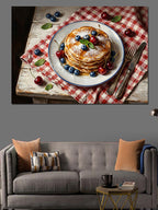 Meyveli Ve Kremalı Pancake Tabağı Kanvas Tablo